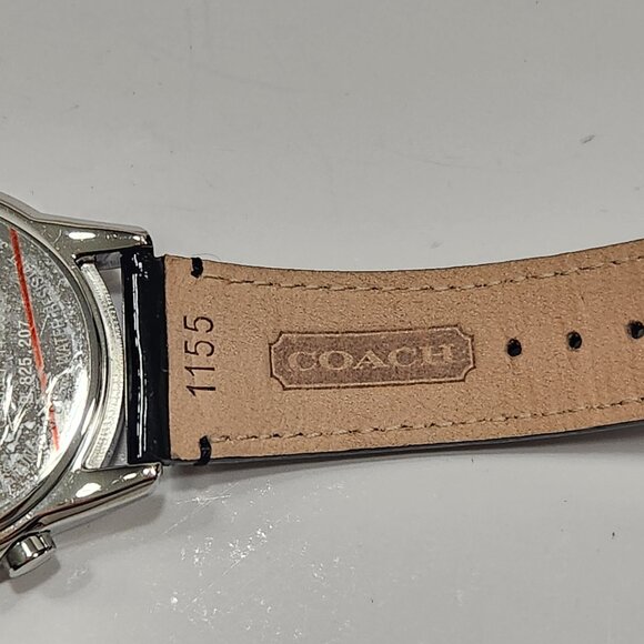 NIB Vintage Coach Chronograph Watch Stainless W/Blk Patent Leather Band - Picture 7 of 9
